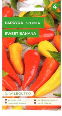 Magusa paprika Sweet Banana seemnete pakend kollaste ja punaste viljadega