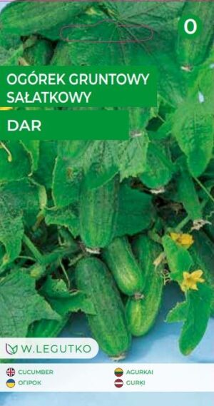 Lühikese salatikurgi Dar seemnete pakend roheliste kurkidega