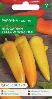 Terava paprika Hungarian Yellow Wax Hot seemnete pakend kollakas-oranžide viljadega