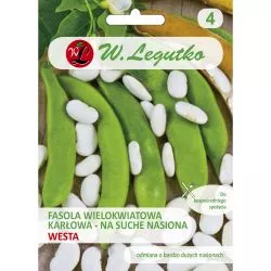 Madala õisoa Westa seemnete pakend suurte valgete oaterade ja roheliste kaunadega